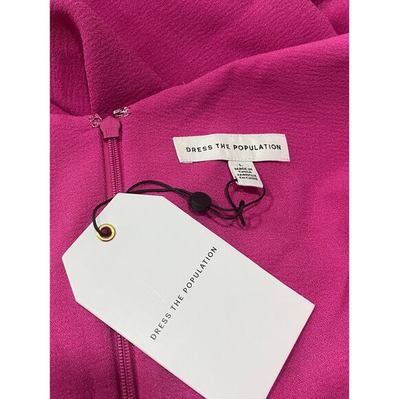 Dress the Population Iris Slit Crepe Long Gown Dress Bright Fuschia Large - Picture 2 of 8